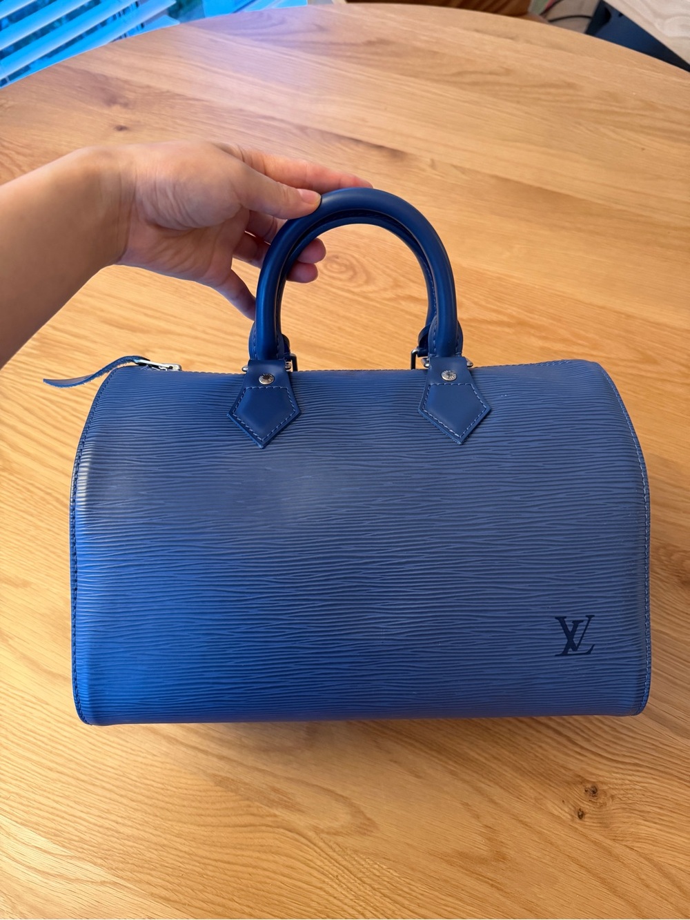 Louis Vuitton Blue Epi Leather Speedy 30 Satchel